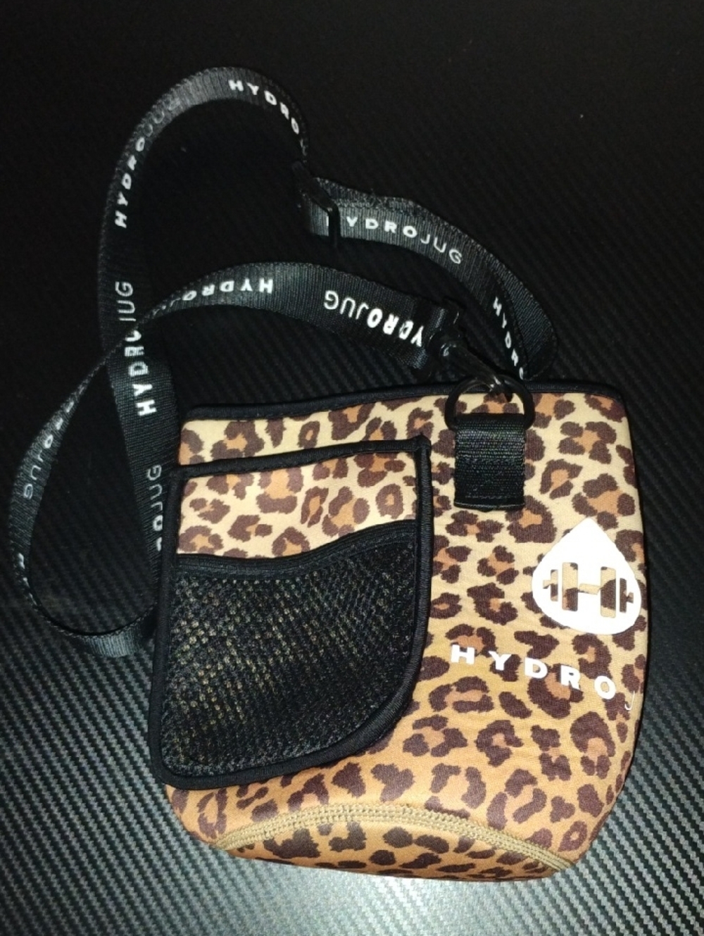 HydroJug Leopard Print Bottle Carrier - Black & Brown